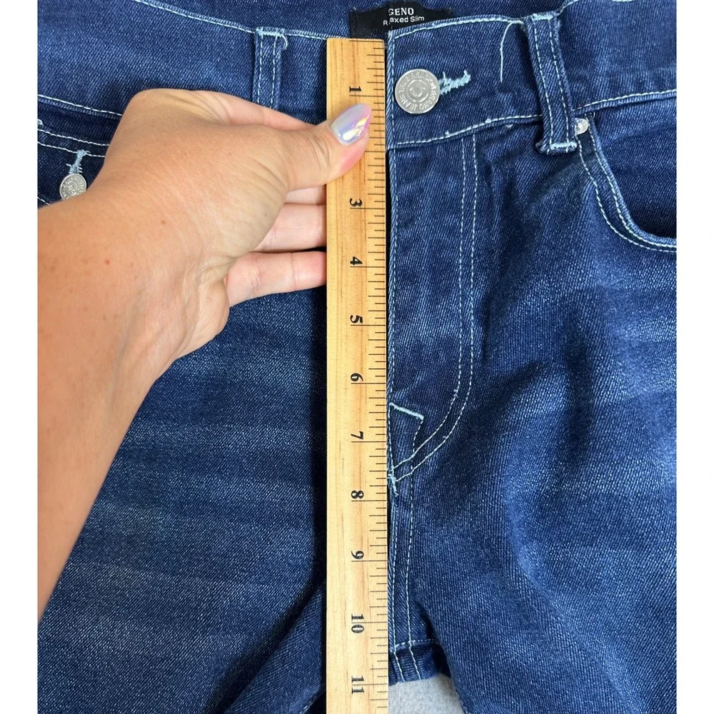 True Religion Geno Relaxed Slim Jeans Mens 33x30 Blue Flap Pocket Stretch Denim